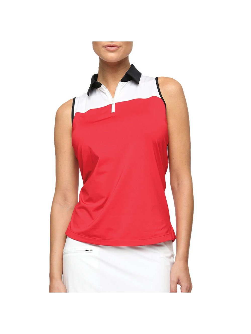 NEW BELYN KEY Scarlet Chalk Onyx Panther Sleeveless Golf Shirt 1/4 Zip SMALL NWT